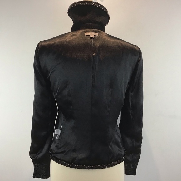 Ann Taylor black and white tweed wool blend blazer fringe edged blazer size 6 - Picture 9 of 14